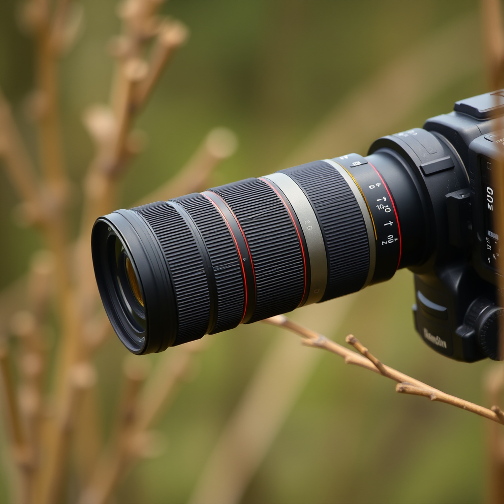 Objectif 150-600 mm utilisé pour photographier des oiseaux dans la nature.