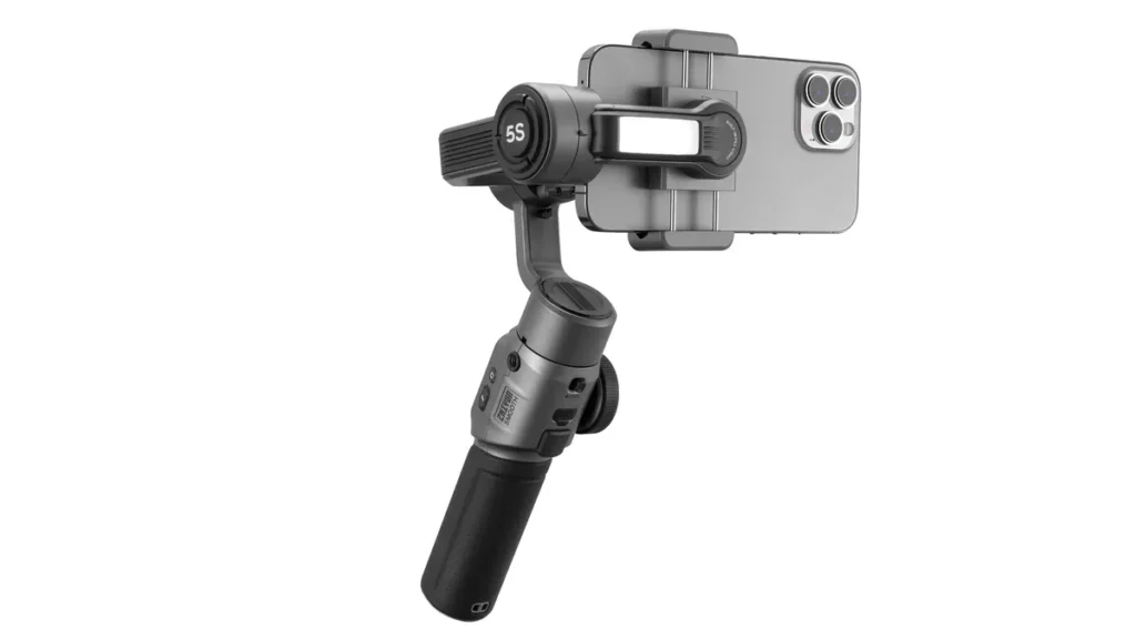 Gimbal professionnel Zhiyun Smooth 5S avec lumière d'appoint intégrée pour les vlogueurs exigeants.