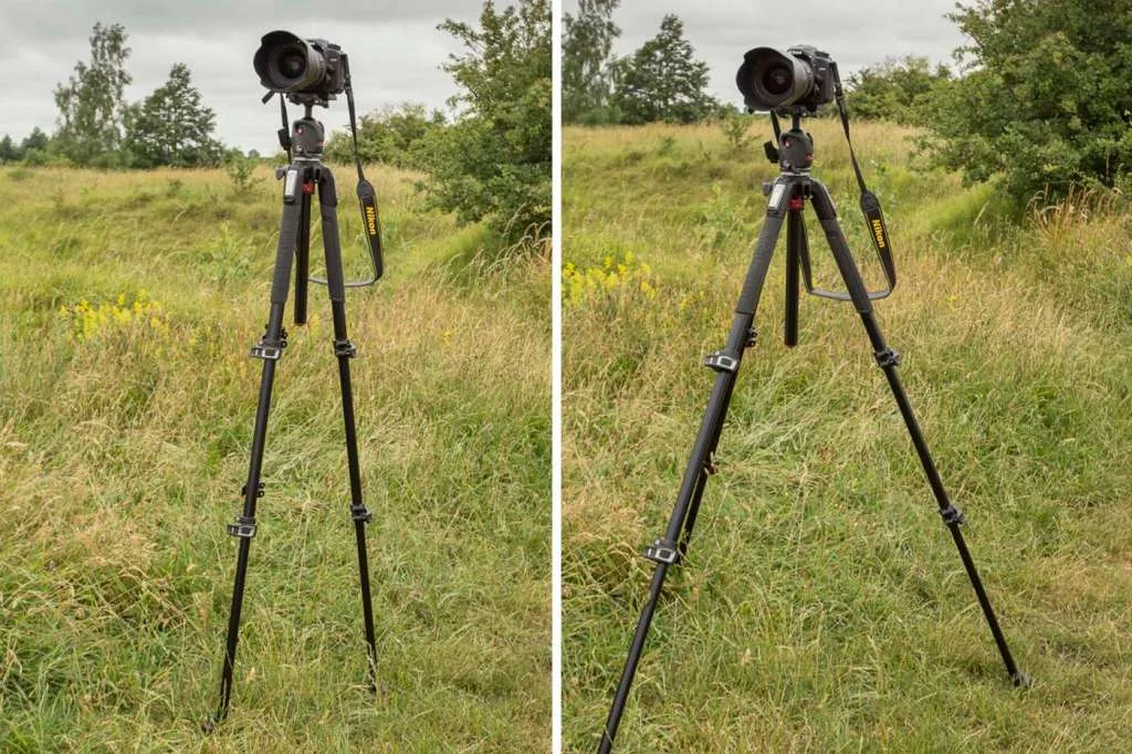 Utilisation d'un sac photo sur le crochet de lestage du trépied pour stabiliser le matériel par grand vent.