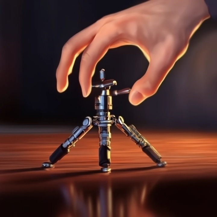 Meilleur mini trépied : comparatif et conseils pour smartphone, photo et vlog 1 Une main posant un mini trepied sur une table ou un createur filmant une scene de vie