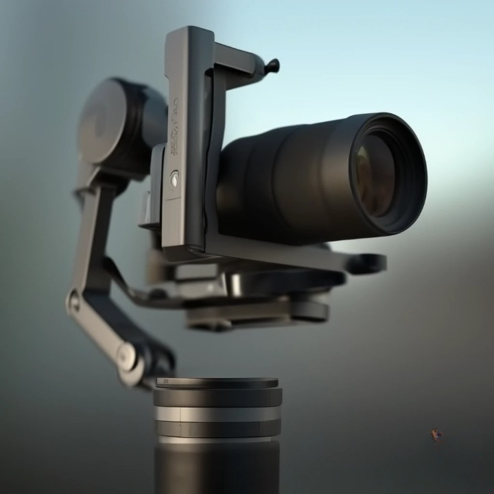 Rotule gimbal supportant un long téléobjectif pour la photographie animalière en mouvement