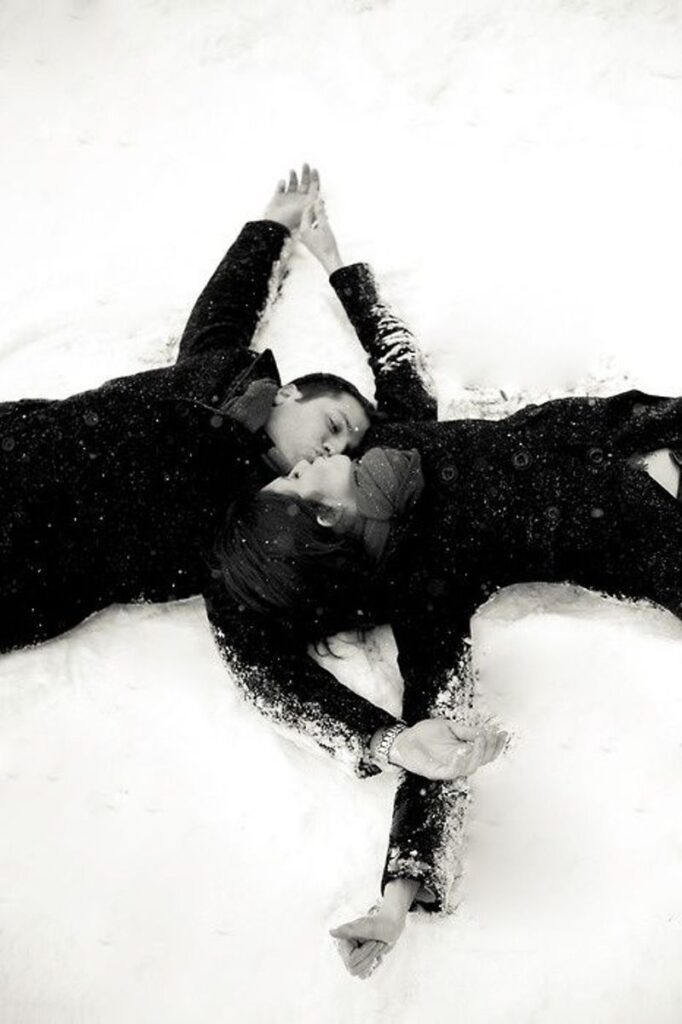 couple dessine ange de neige