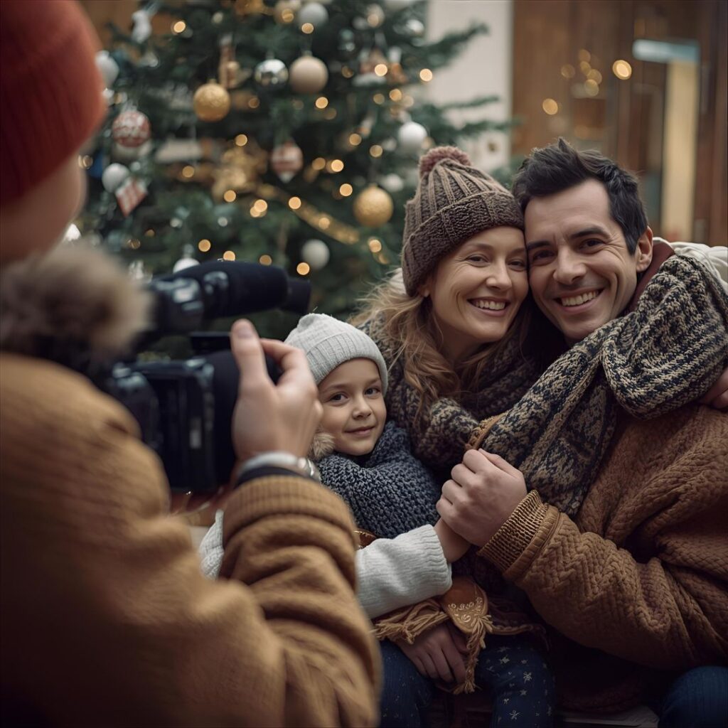 Famille en voyage utilisant un camescope Panasonic