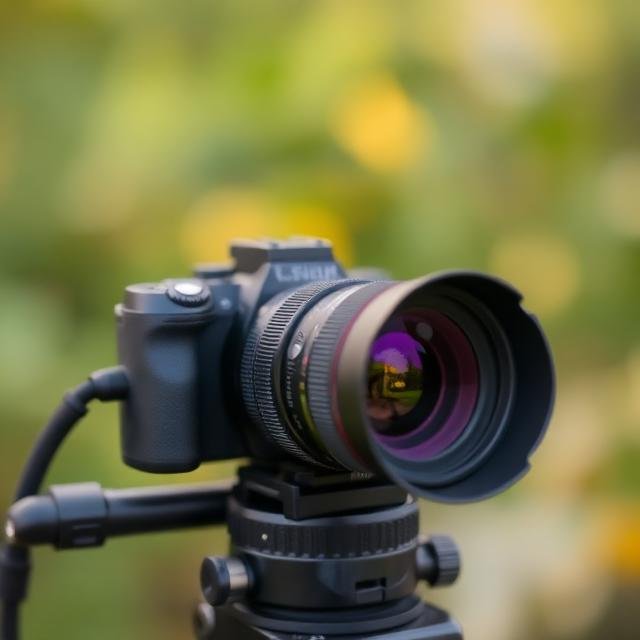 Appareil photo équipé d’un objectif macro sur trépied pour une prise de vue précise