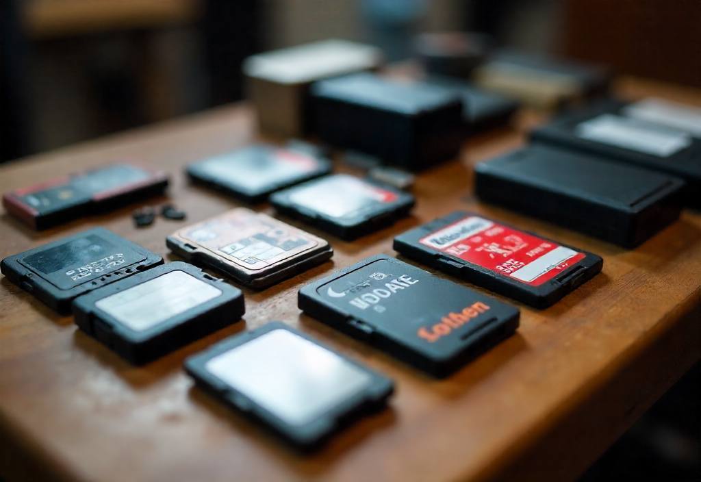 Cartes mémoire et batteries alignées sur une table, indispensables pour un tournage longue durée