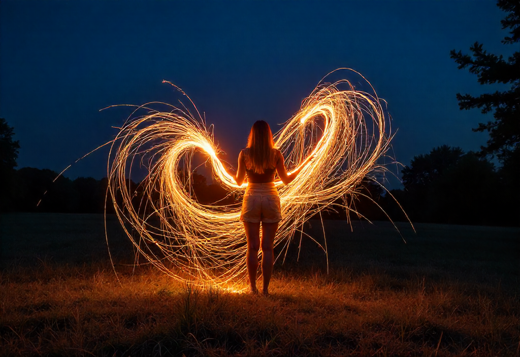 Light Painting : Guide Créatif Ultime pour Photographier la Nuit, le Ciel Étoilé et la Voie Lactée 9 Écriture lumineuse réalisée en light painting pendant une pose longue de nuit