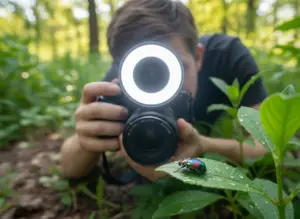 Accueil 5 Flash macro annulaire utilisé pour photographier un insecte en extérieur