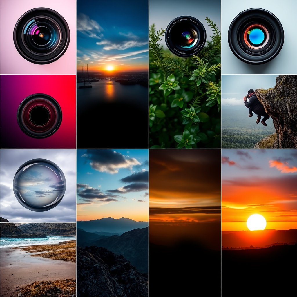 Comment choisir son objectif photo ? Le guide ultime 2026 (Grand angle, Macro, 50mm, Zooms) 11 Montage artistique utilisant plusieurs types d’objectifs pour illustrer la diversité des styles photo possibles.