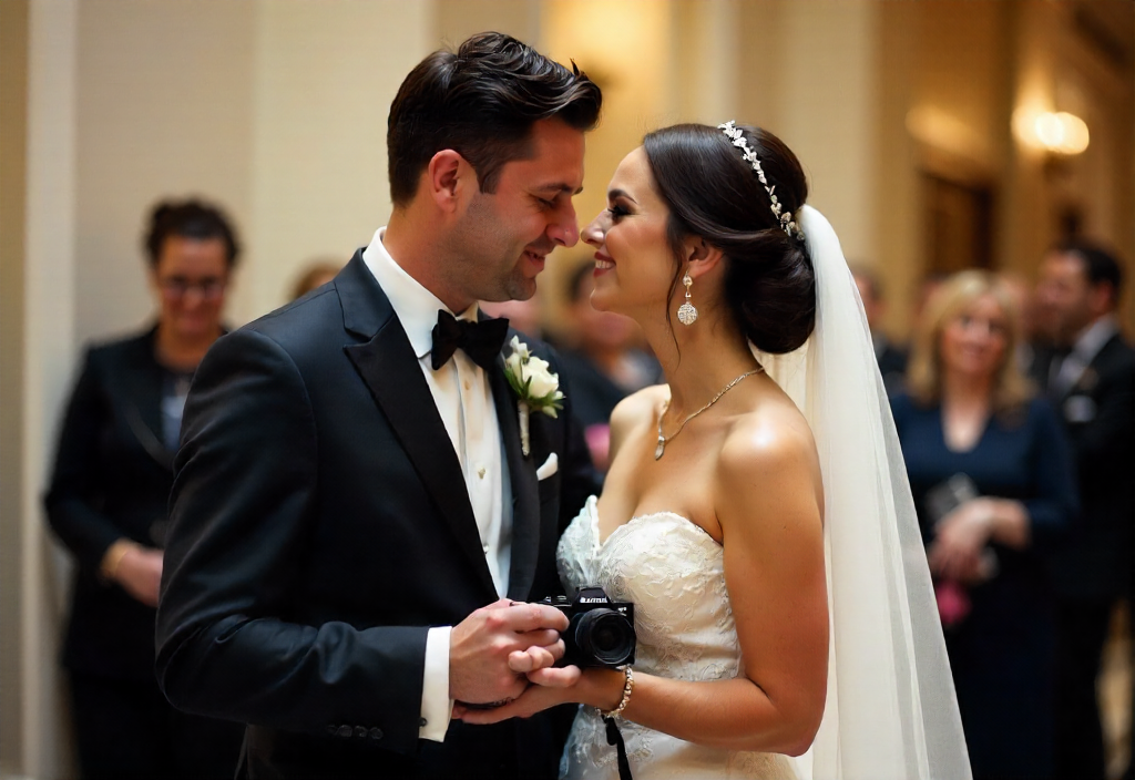 Photographe de mariage utilisant un Sony A7 IV.