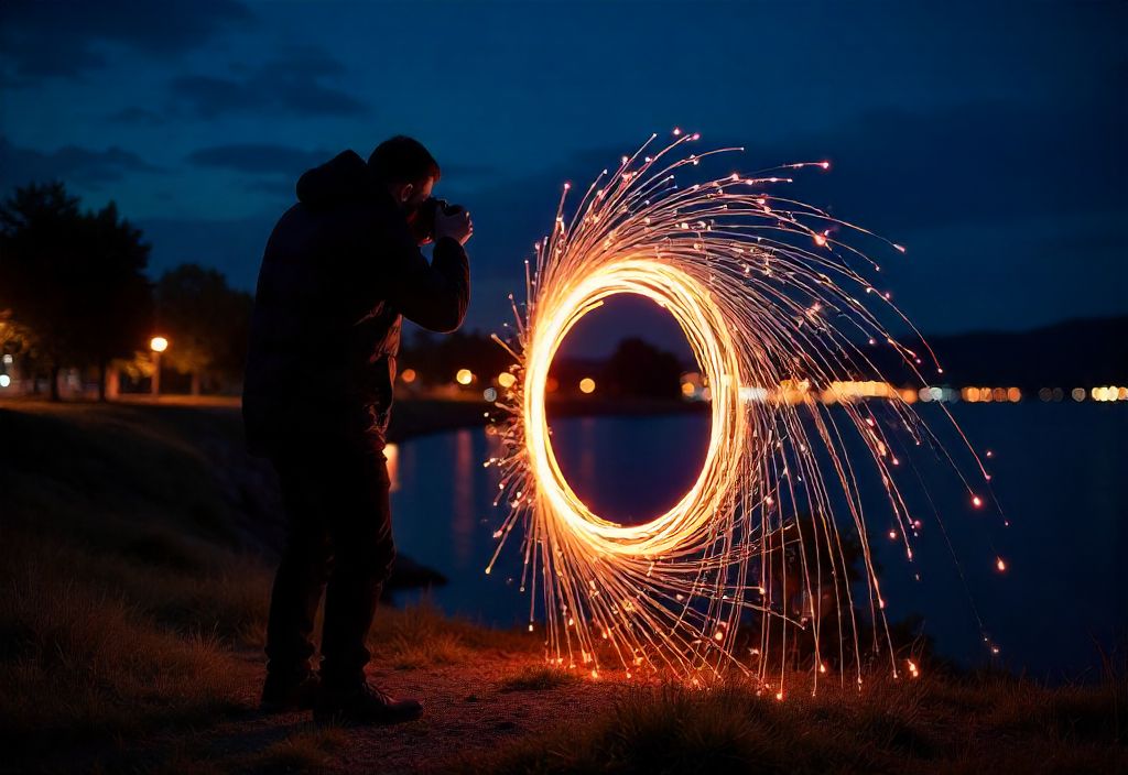 Light Painting : Guide Créatif Ultime pour Photographier la Nuit, le Ciel Étoilé et la Voie Lactée 2 Photographe en pleine nuit realisant un light painting avec une lampe LED en pose longue