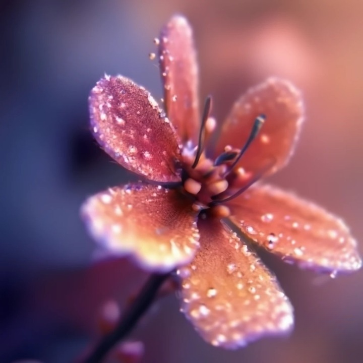 Gros plan macro d’une fleur révélant ses textures et couleurs délicates