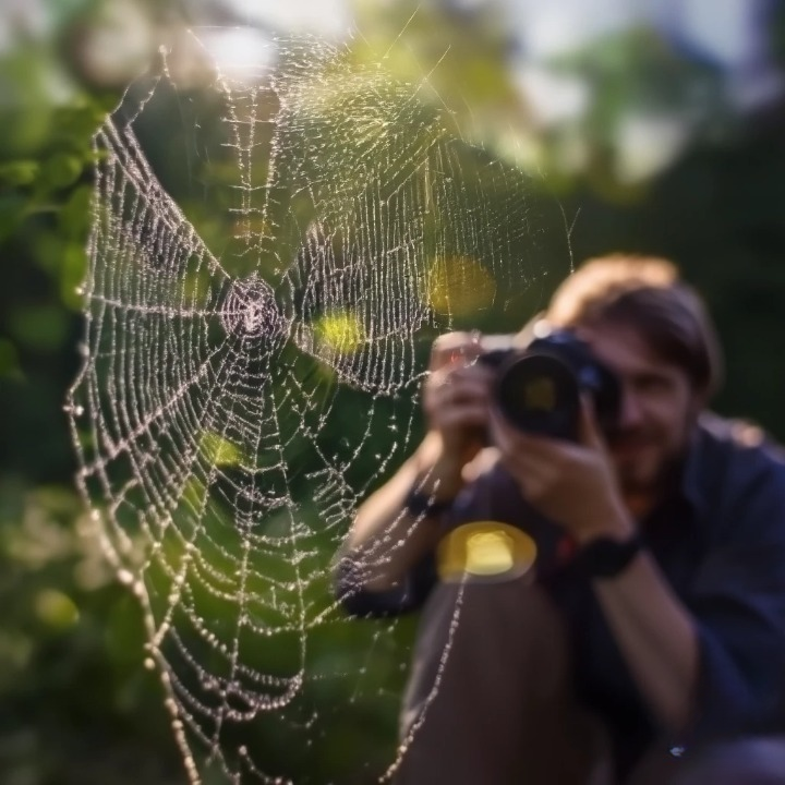 Moment de patience et de concentration en photographie macro en extérieur